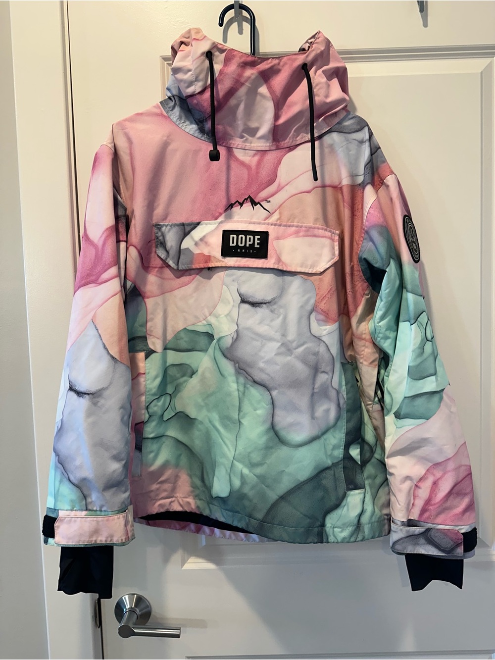 DOPE Pastel Marble Print Kids Anorak Jacket - Pink, Mint & Light Gray